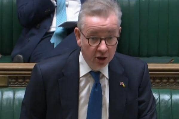 Levelling Up Secretary Michael Gove speaking in Parliament.