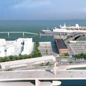 Artist's impression of a cruise ship berthed in the Humber off Sammy's Point  Picture: Hull Council