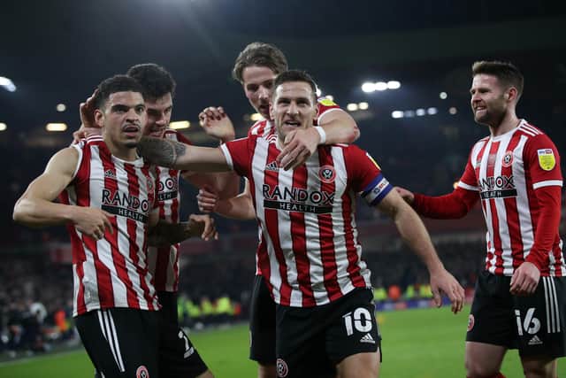 Billy Sharp of Sheffield United celebrates scoring against Middlesbrough. Picture: Isaac Parkin / Sportimage