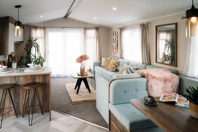 Accessories including rugs make a caravan more homely and on trend