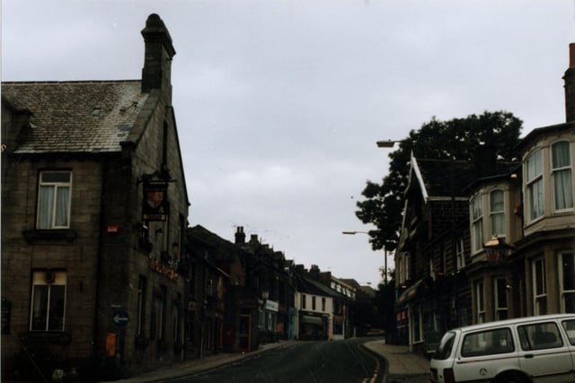 View from the Green, looking up Town Street. On the left is the Kings Arms, to the right is the Black Bull.