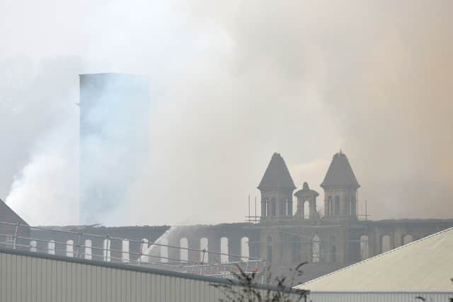 The recent fire at Dalton Mills, where Peaky Blinders was filmed, continues to be investigated by West Yorkshire Police as well as firefighters. Photo: Bruce Rollinson.