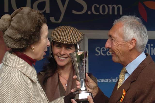 This was Sir Robert Ogden receiving a trophy from the Princess Royal after Voy Por Ustedes won the 2007 Queen Mother Champion Chase.