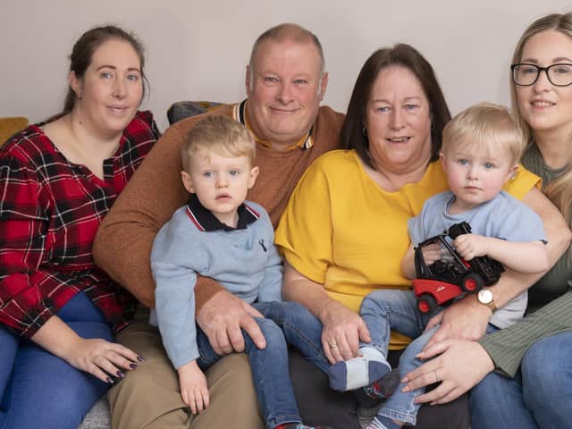 Grandparents Ruth Chalmers (second right) and Mark Chalmers (second left) with their daughter Leanne Chalmers (left) and Natalie Chalmers (right), and grandchildren Koby Armitage (front left) and Brogen Chalmers (front right