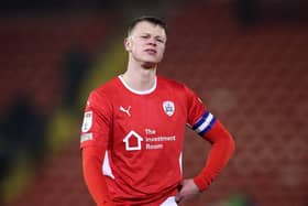 Barnsley captain Mads Andersen shows his dismay after conceding a late equaliser against Stoke City at Oakwell on Tuesday night. Picture: George Wood/Getty Images