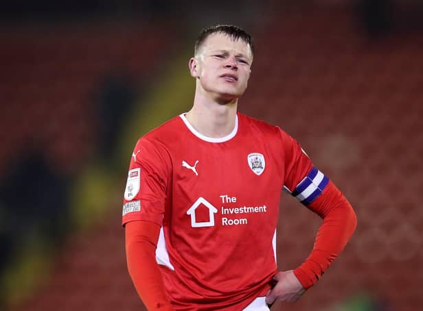 Barnsley captain Mads Andersen shows his dismay after conceding a late equaliser against Stoke City at Oakwell on Tuesday night. Picture: George Wood/Getty Images