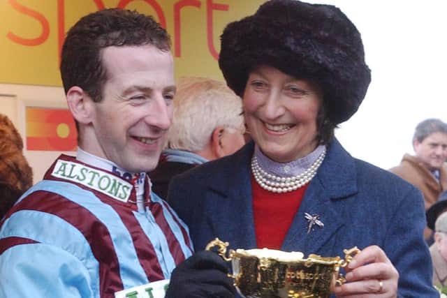 Henrietta Knight and jockey Jim Culloty after Best Mate won a third successive Cheltenham Gold Cup in 2004.