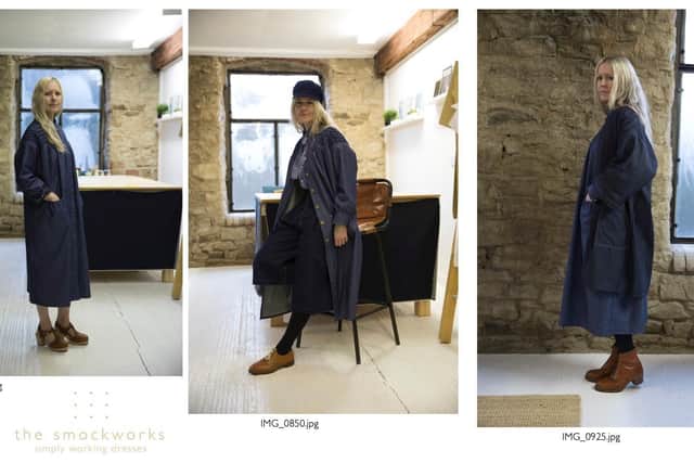 Here The Smockworks founder Louise Stocks-Young shows how to wear one denim smock dress three ways. Photographer - Eveline Ludlow