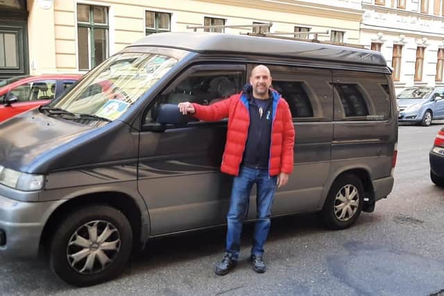 Mr Dass, 55, has filled every inch of his 25-year-old Mazda Bongo motorhome with donated supplies