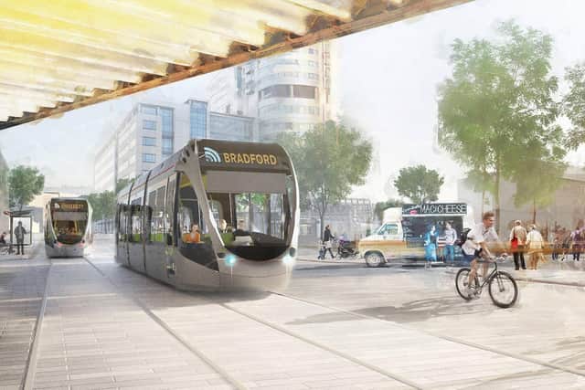 An image supplied by West Yorkshire Combined Authority shows what the new mass transit system could look like.