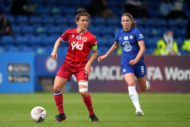 Fara Williams in action on the pitch during her last match before retiring last year. Picture: John Walton/PA