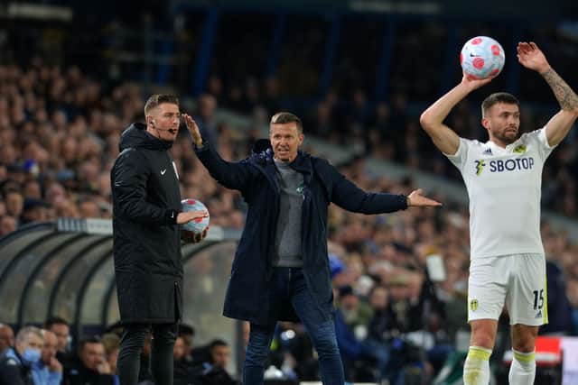Leeds 
United's head coach Jesse Marsch gesticulates on the touchline during Thursday night's Premier League defeat to Aston Villa at Elland Road Picture: Jonathan Gawthorpe