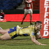 Picture by Paul Currie/SWpix.com - 11/03/2022 - Rugby League - Betfred Super League Round 5 - Salford Red Devils v Hull KR - AJ Bell Stadium, Salford, England - Hull Kingston Rovers' Mikey Lewis scores the 4th try