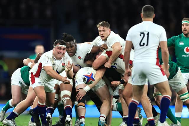 Jamie George of England passes the ball during the Guinness Six Nations Rugby match between England and Ireland at Twickenham Stadium on March 12, 2022 in London, England. (Picture: David Rogers/Getty Images)