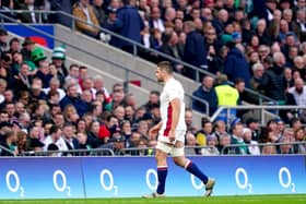 England's Charlie Ewels leaves the pitch after being shown a red card during the Guinness Six Nations match at Twickenham (Picture: PA)