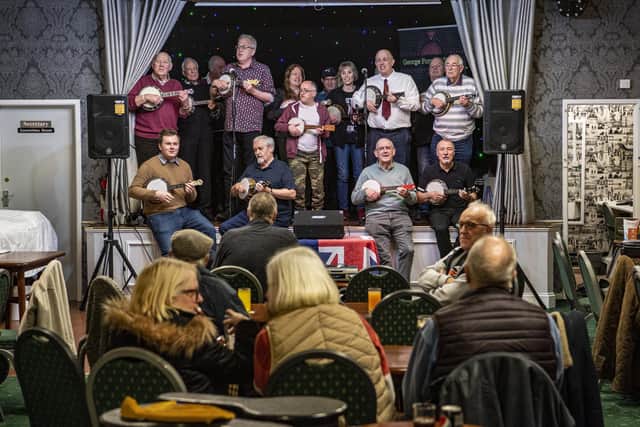 The George Formby Society meets at George V WMC in Castleford once a month with acts travelling from Yorkshire and Lancashire to play at the venue and jam together on stage. Picture Tony Johnson