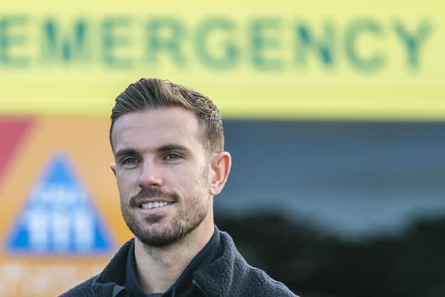 England star and Liverpool captain Jordan Henderson during a visit to the Yorkshire Ambulance Service at the Trust Headquarters, in Wakefield.