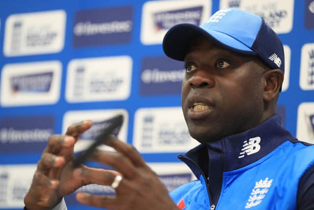 England's bowling coach Ottis Gibson during a press conference at Lords, London. PRESS ASSOCIATION Photo. Picture date: Tuesday September 5, 2017. See PA story CRICKET England. Photo credit should read: Adam Davy/PA Wire. RESTRICTIONS: Editorial use only. No commercial use without prior written consent of the ECB. Still image use only. No moving images to emulate broadcast. No removing or obscuring of sponsor logos.
