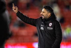 Poya Asbaghi questions a decision on the touchline during Barnsley's win over Bristol City at Oakwell. Picture: Bruce Rollinson.