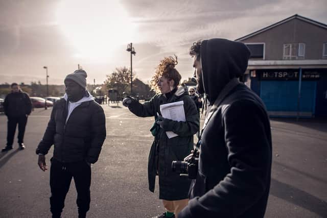 Kirsty Taylor directing the music video, shot on location in Bradford.