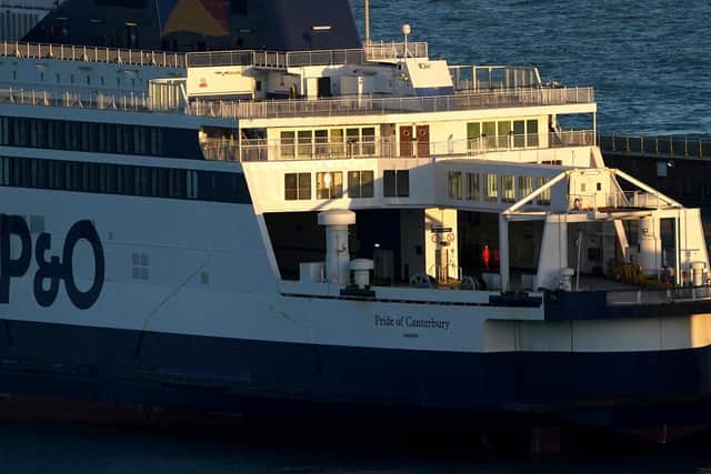 A worker inside the P&O Pride of Canterbury at the Port of Dover as P&O Ferries suspended sailings and handed 800 seafarers immediate severance notices, saying: "Our survival is dependent on making swift and significant changes."