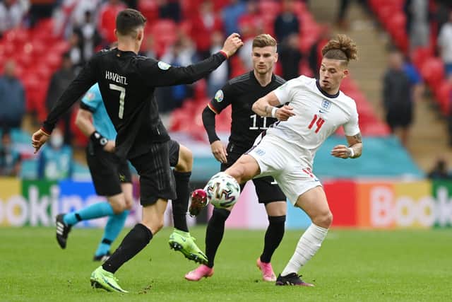 Kalvin Phillips battles for possession with Germany's Kai Havertz during the Euro 2020 clash at Wembley Picture: Shaun Botterill/Getty Images