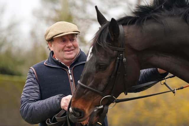 Nicky Henderson with Shishkin who could reappear at Sandown after being pulled up in the Queen mother Champion Chase.