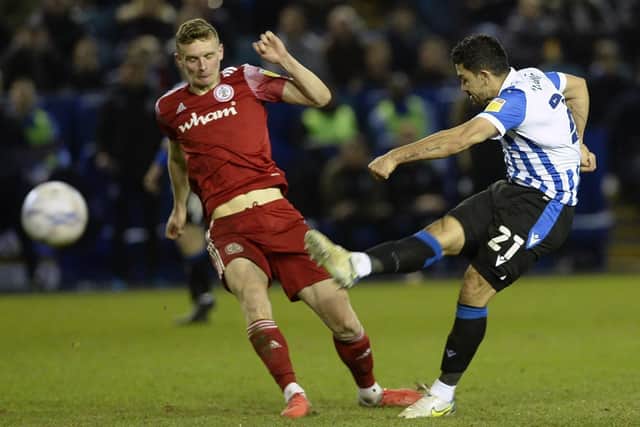 Sheffield Wednesday's Massimo Luongo fires in a secon-half shot against Accrington. (Picture:  Steve Ellis)