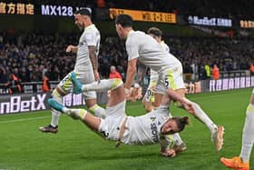 DECISIVE: Luke Ayling celebrates scoring the winning goal for Leeds United