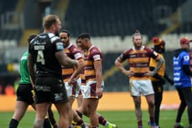 Huddersfield Giants Will Pryce is sent off in the defeat to Hull FC Picture: Jonathan Gawthorpe
