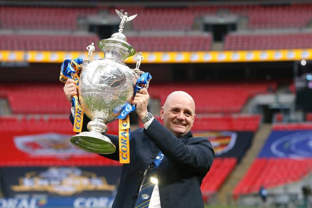 CHALLENGE CUP: Richard Agar won the trophy with Leeds in 2020. Picture: Ed Sykes/SWpix.com.