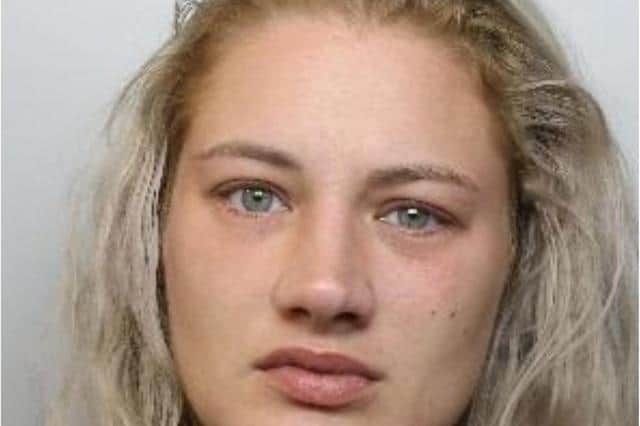 Pictured is Melody Wolf, aged 31, of Birchall Avenue, at Whiston, Rotherham, who has been sentenced at Sheffield Crown Court to 43 months of custody