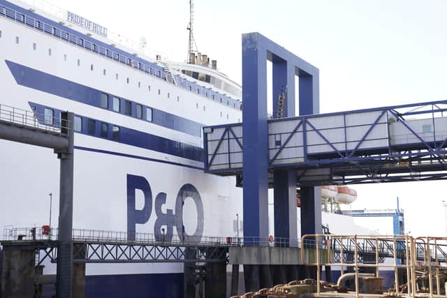 The P&O ferry Pride of Hull in the Port of Hull, East Yorkshire,