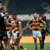 Hull FC v Huddersfield Ginats. Giant's Will Pryce is sent off. 20th March 2022. Picture : Jonathan Gawthorpe