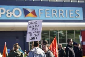 A protest in Hull after P&O Ferries sacked 800 seafarers.