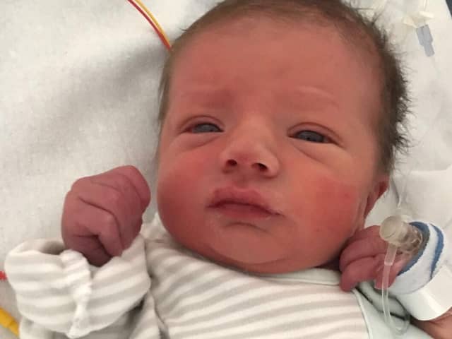 Seb Collins had to be resuscitated at birth. He had been starved of oxygen and had to be resuscitated before spending five days on a ventilator. He has since been diagnosed with cerebral palsy. Leeds Teaching Hospitals Trust has apologised to his family.