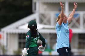 Barnsley's Katherine Brunt appeals successfully for an LBW during the 2022 ICC Women's Cricket World Cup match between England and Pakistan at Hagley Oval on March 24, 2022 in Christchurch, New Zealand. (Picture: Peter Meecham/Getty Images)