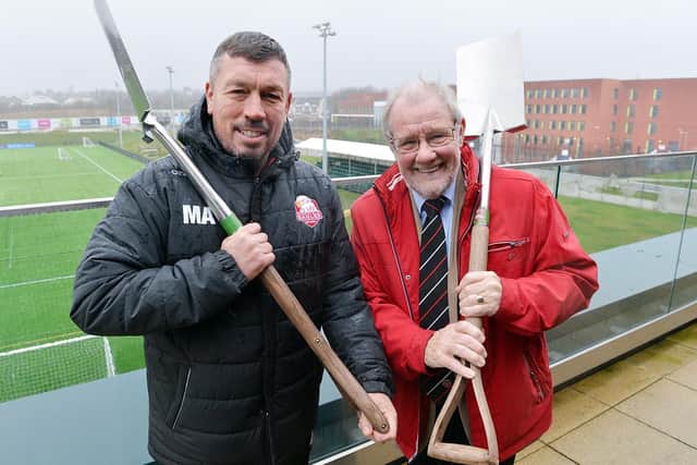 Ground breaking of new stadium at Olympic Legacy Park. Richard Caborne with Sheffield Eagles coach Mark Aston