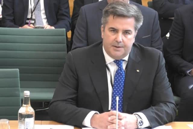 Peter Hebblethwaite, Chief Executive, P&O Ferries, answering questions in front of the Transport Committee and Business, Energy and Industrial Strategy Select Committee in the House of Commmons on the subject of P&O Ferries after the ferry giant handed 800 seafarers immediate severance notices last week.