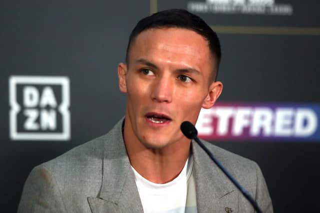FIGHTING TALK: Josh Warrington in today's press conference at The Banking Hall in Aspire, Leeds ahead of Saturday's fight against Kiko Martinez. Picture: Simon Marper/PA Wire.