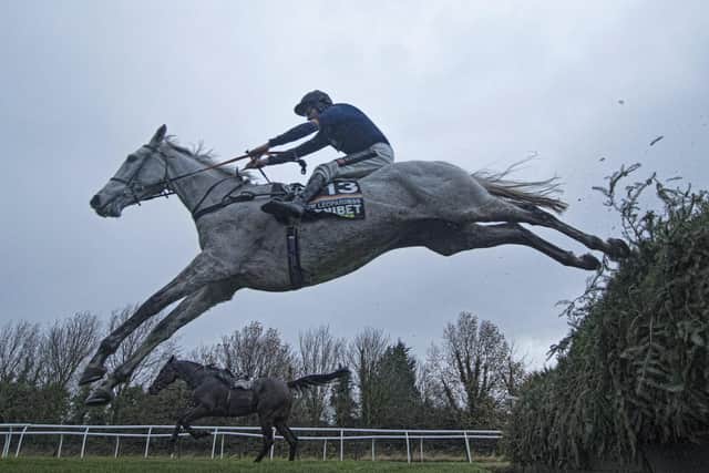 This was Randox Grand National contender Snow Leopardess winning the Unibet Becher Chase for trainer Charlie Longsdon.