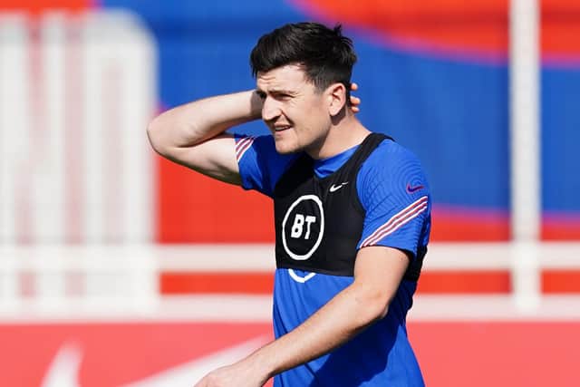 England's Harry Maguire during a training session at St George's Park. Picture: PA