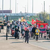 Demonstrators on Hedon Road in Hull