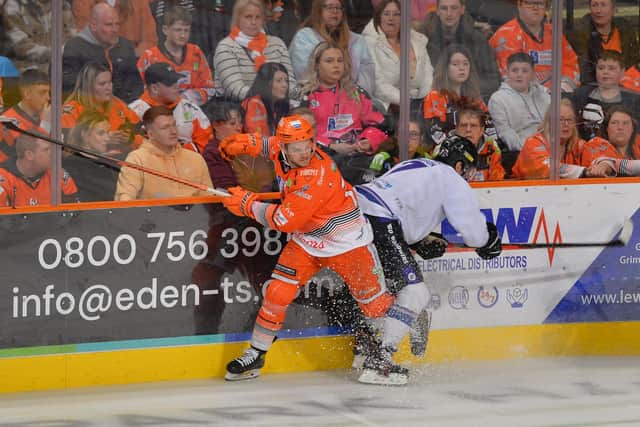 Robert Dowd scored Sheffield Steelers' opener against Manchester Storm on Sunday night. 
Picture: Dean Woolley/EIHL