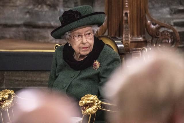 Queen Elizabeth II during a Service of Thanksgiving for the life of the Duke of Edinburgh, at Westminster Abbey