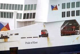 Workers onboard the P&O Pride of Kent at the Port of Dover in Kent, after the vessel was detained by The Maritime and Coastguard Agency (MCA) over safety concerns following P&O Ferries sacking 800 workers without notice.