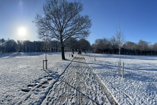 Time for a snow walk at Woodhouse Moor in Leeds. [Image: @maccommsyorks]