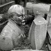 Tim Smith's picture of a statue of Lenin which used to dominate the main square in Kyiv, then called the Square of the October Revolution, lying dismantled in a car park behind the capitals history museum. It was surrounded by the statues of other Soviet figureheads  removed during 1991.