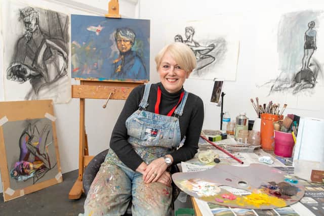 Chris Eastham in her studio in Leeds