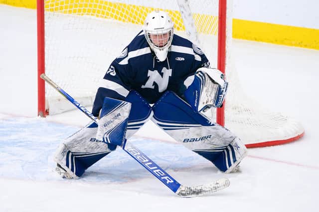 ON THE UP: Doncaster-born Ben Norton has developed greatly as a goaltender since attending Northwood School in Lake Placid, USA. Picture courtesy of Northwood School.